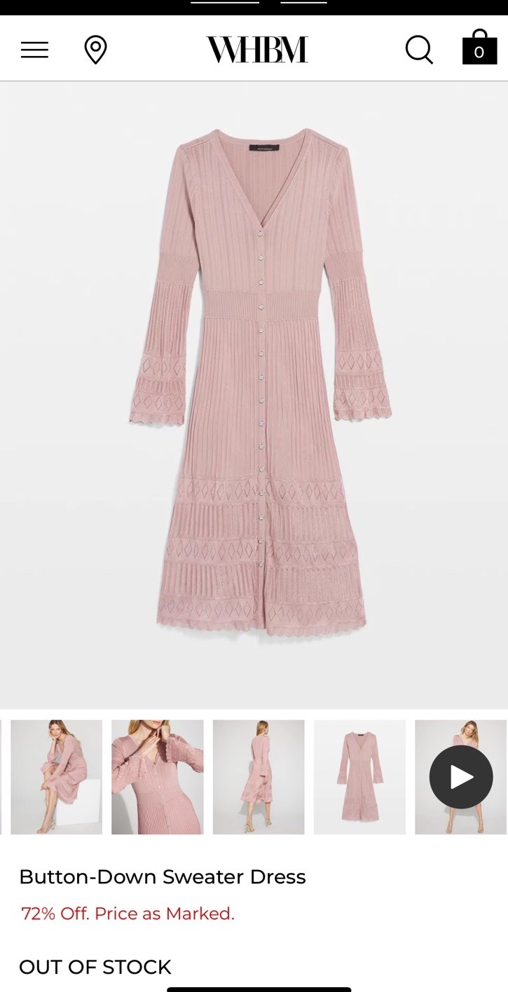 NWT WHBM Sz SP 4,6,8 Button Front Sweater Dress Scalloped Hem Orig Price $180