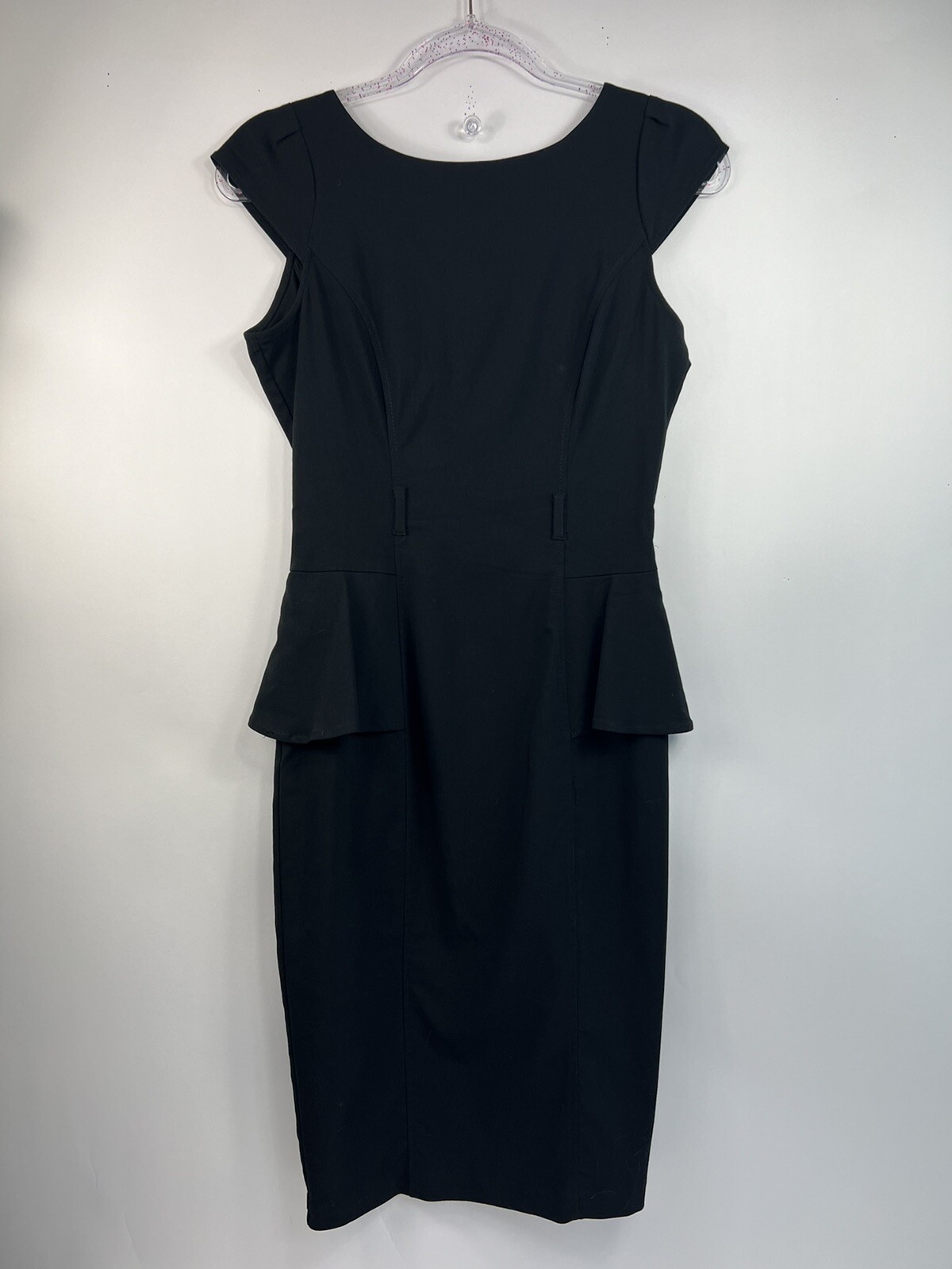 Xoxo Little Black Dress Women’s Sz 3/4 Black Cap Sleeves Back Zip Fitted Vent