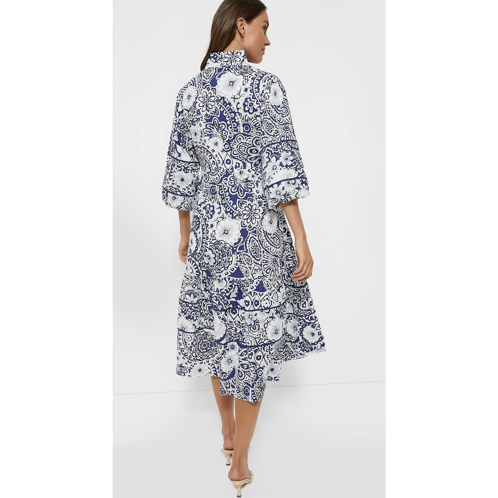 Tuckernuck Hyacinth House Navy & White Floral Hillsborough Midi Dress