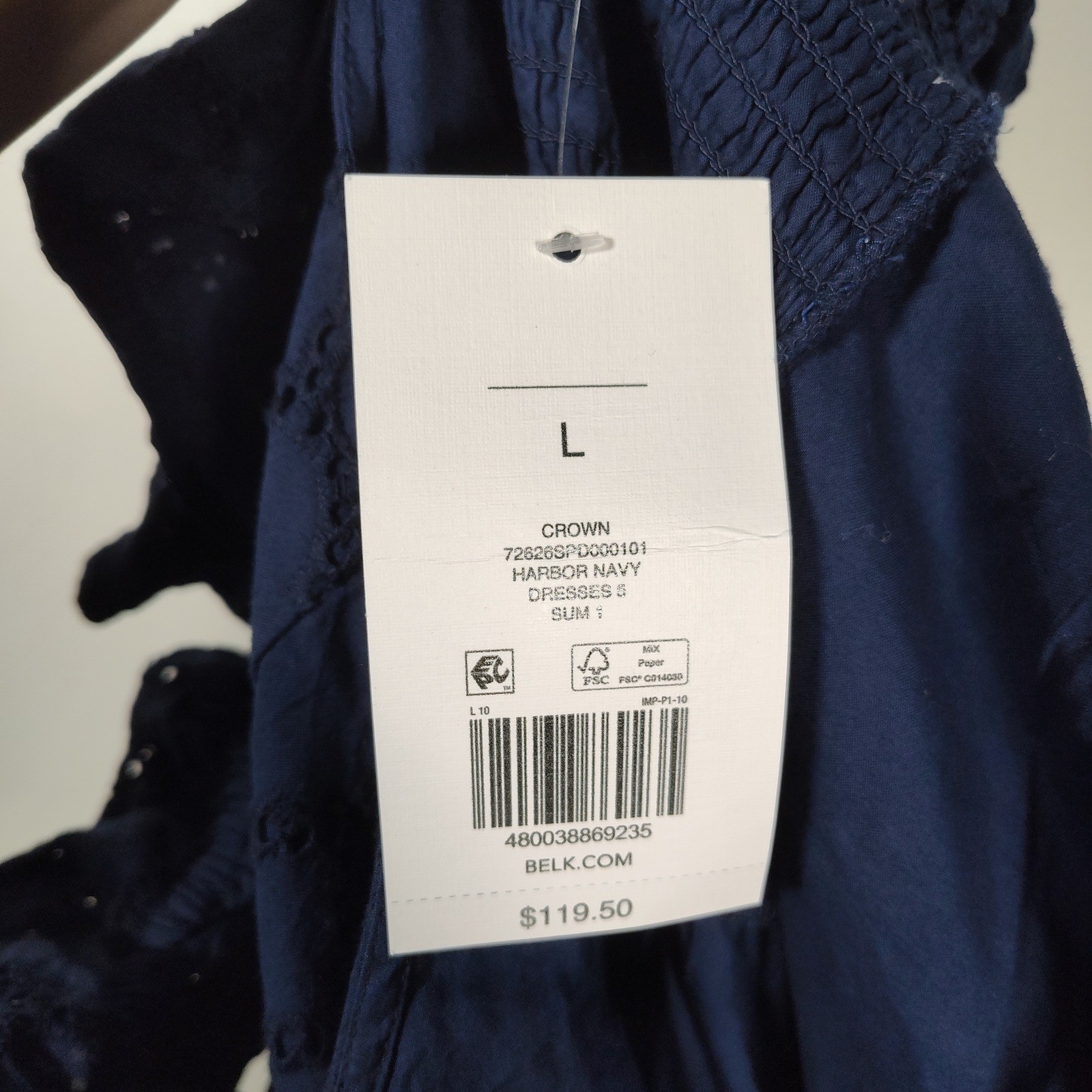 Crown & Ivy NWT Off Shoulder Navy Blue Eyelet Ruffle Tiered Midi Dress Large