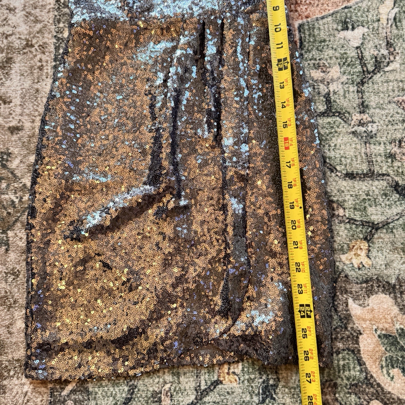 B Darlin Bronze Silver Sequin Mini Dress 3/4 Cocktail Party Holiday Glam Prom