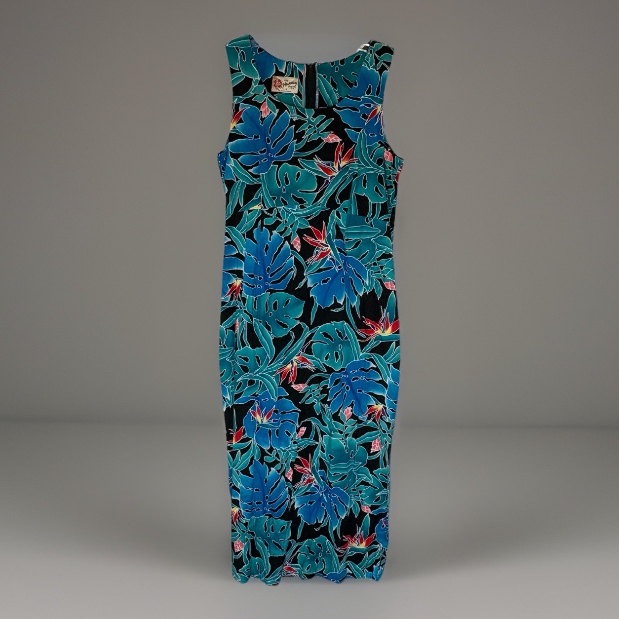 Vintage Hilo Hattie Maxi Dress Womens 18 Bird of Paradise Cotton Cruise Hawaii