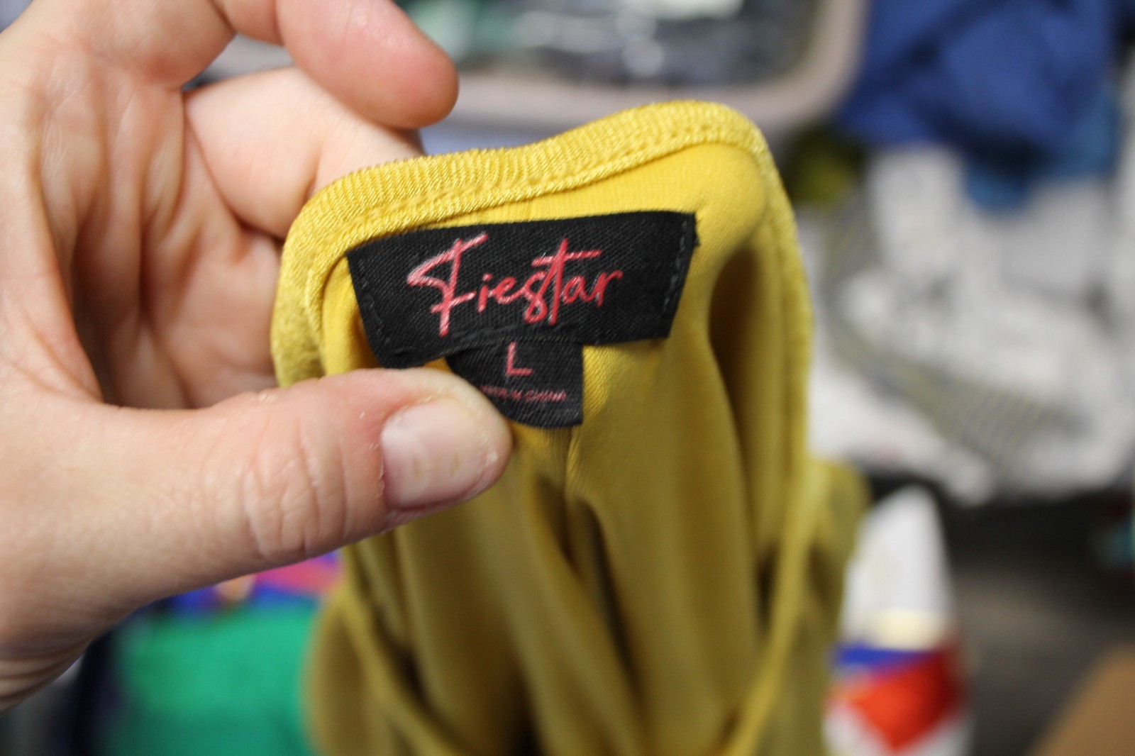 FIESTAR Stretchy Mini Dress Yellow Long Sleeve Size LARGE Cocktail Lounge Hugger