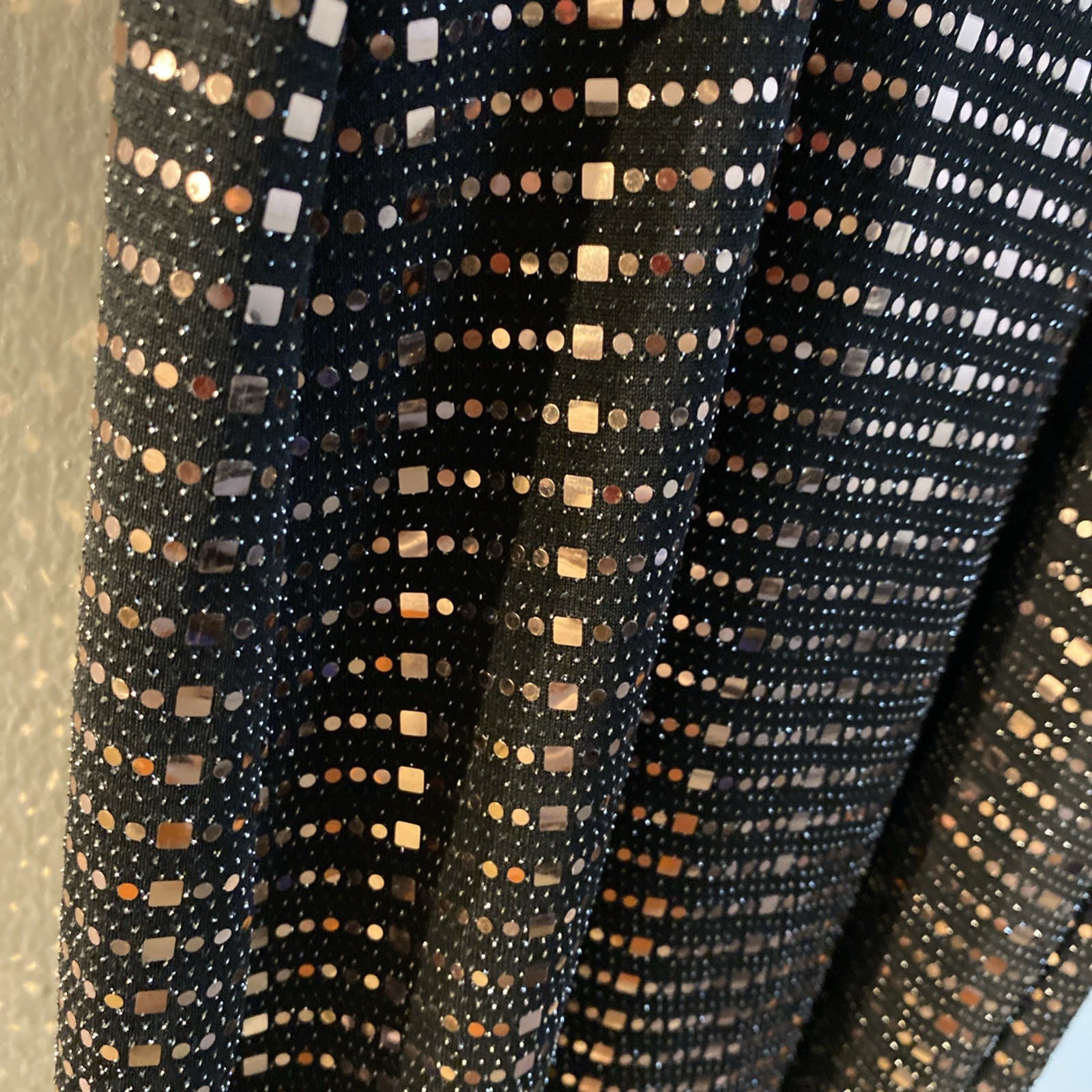 Cozy Fox Black And Gold Pullover Dress spaghetti strap open knee length Sz S