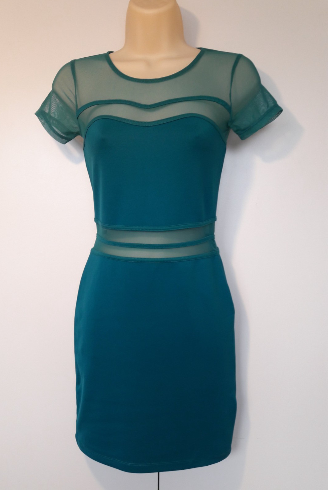 Miss Selfridge Petites Tiffany Bodycon Dress Mesh Panel Stretch Above Knee UK 6