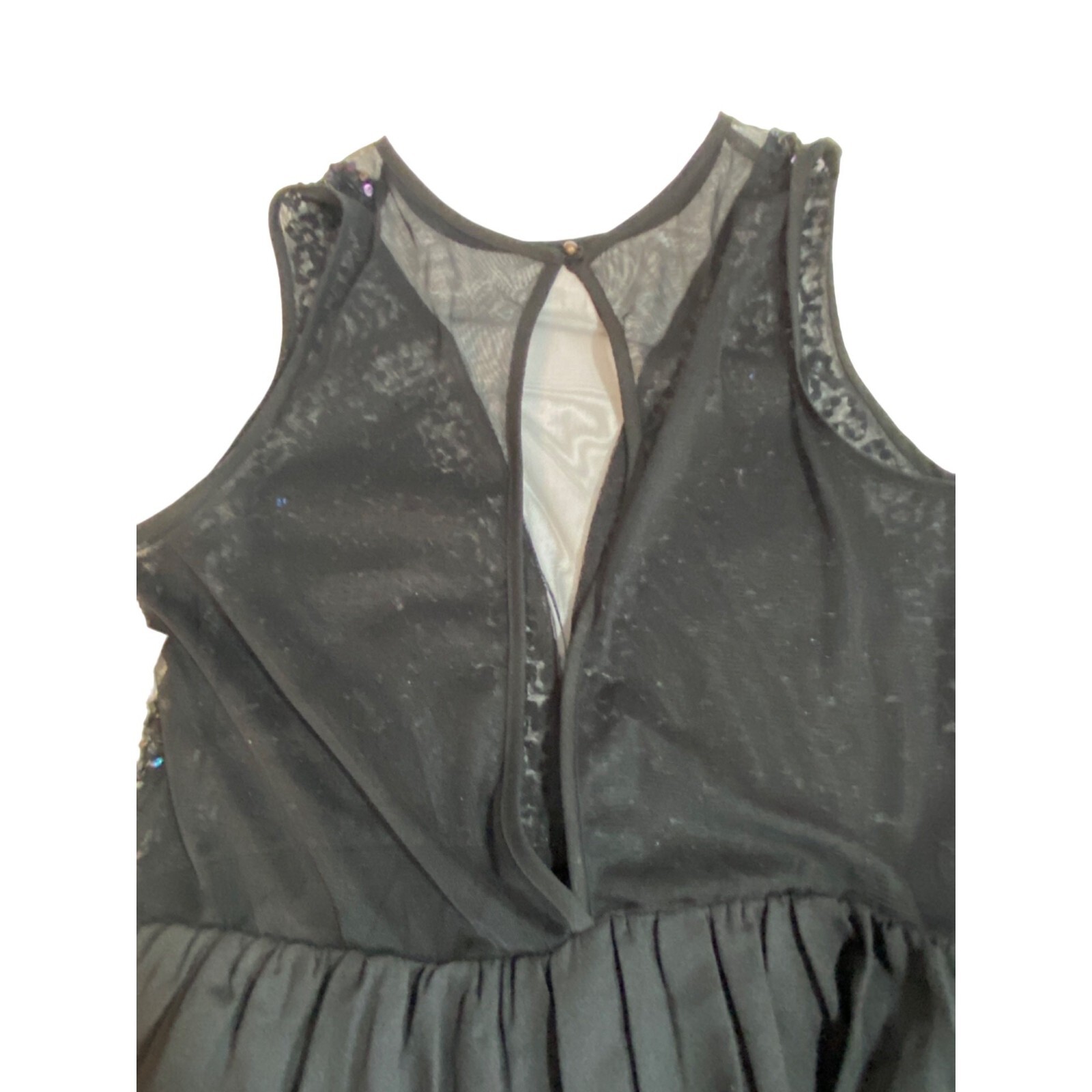 NWT Forever 21 Black Sequins Sheer Open Back Mini Cocktail Dress Size Medium