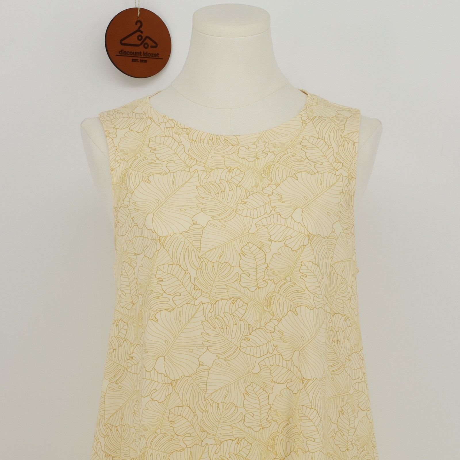 Palmwave Hawaii Yellow Monstera Leaf Print Sleeveless Shift Dress Size Large