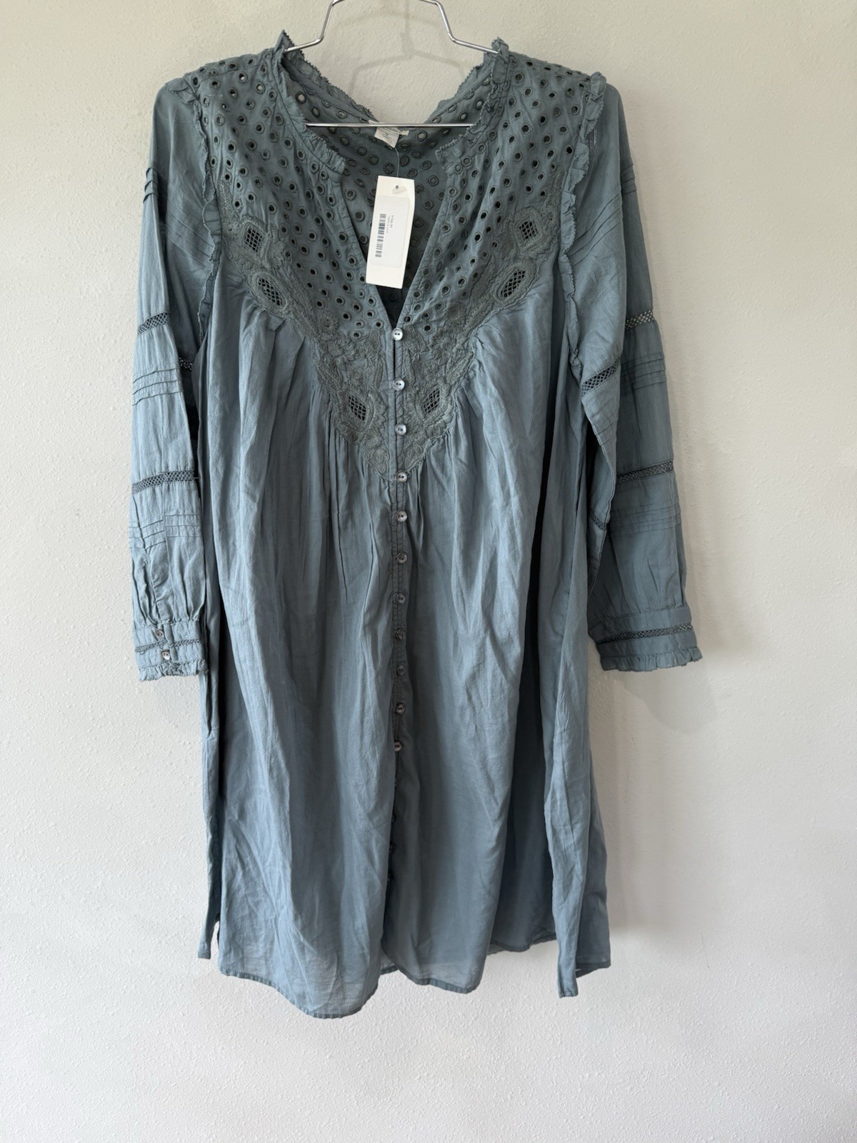 $165 Sundance Women’s Small S ANDI Lace Dress Teal Boho Eyelet Pheasant