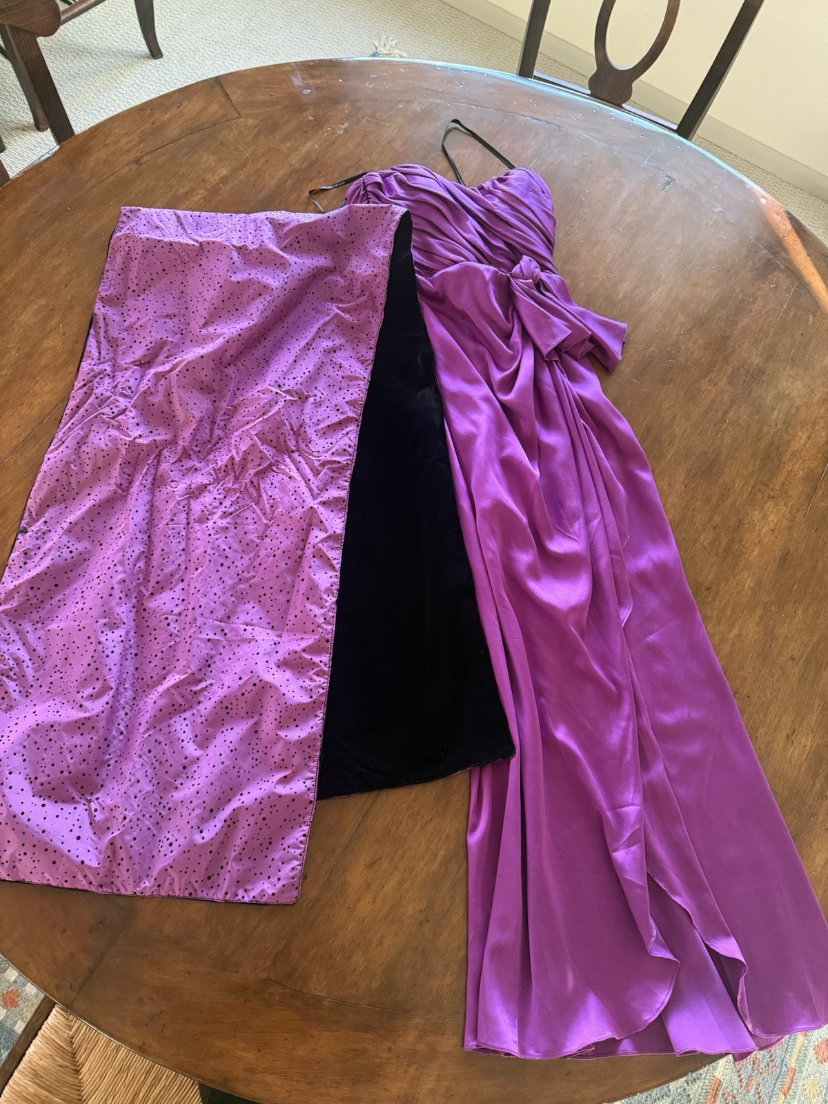 Kurt Thomas Purple Satin long dress gown with wrap