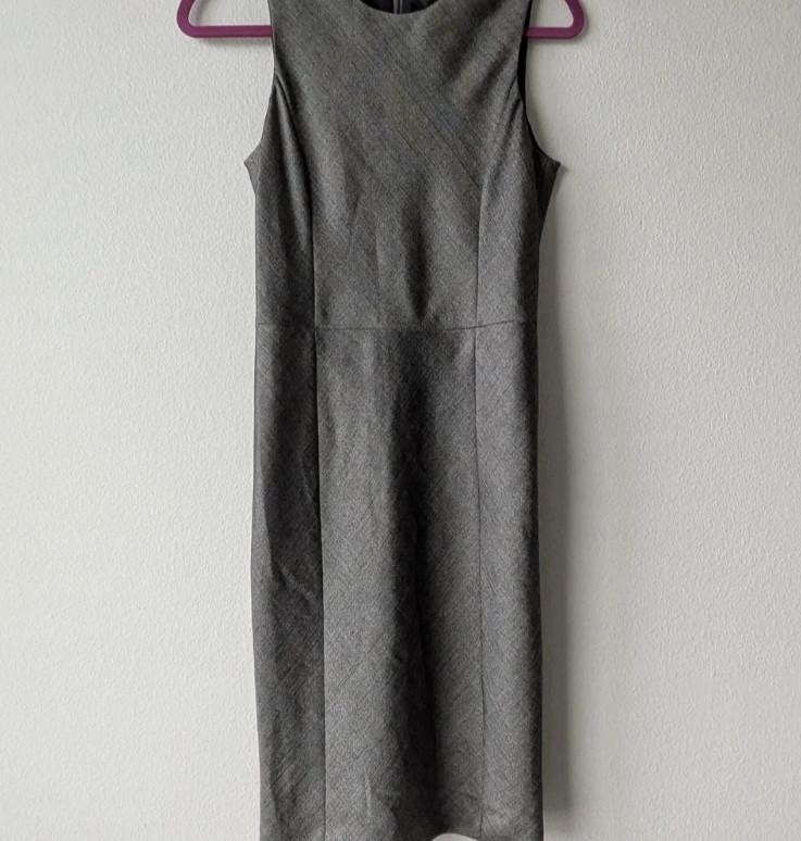 Theory Glipin Ginko Wool Silver Charcoal Sheet Dress 2