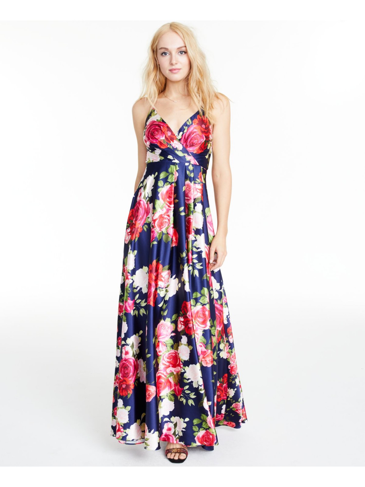 SEQUIN HEARTS Womens Spaghetti Strap Formal Fit + Flare Dress