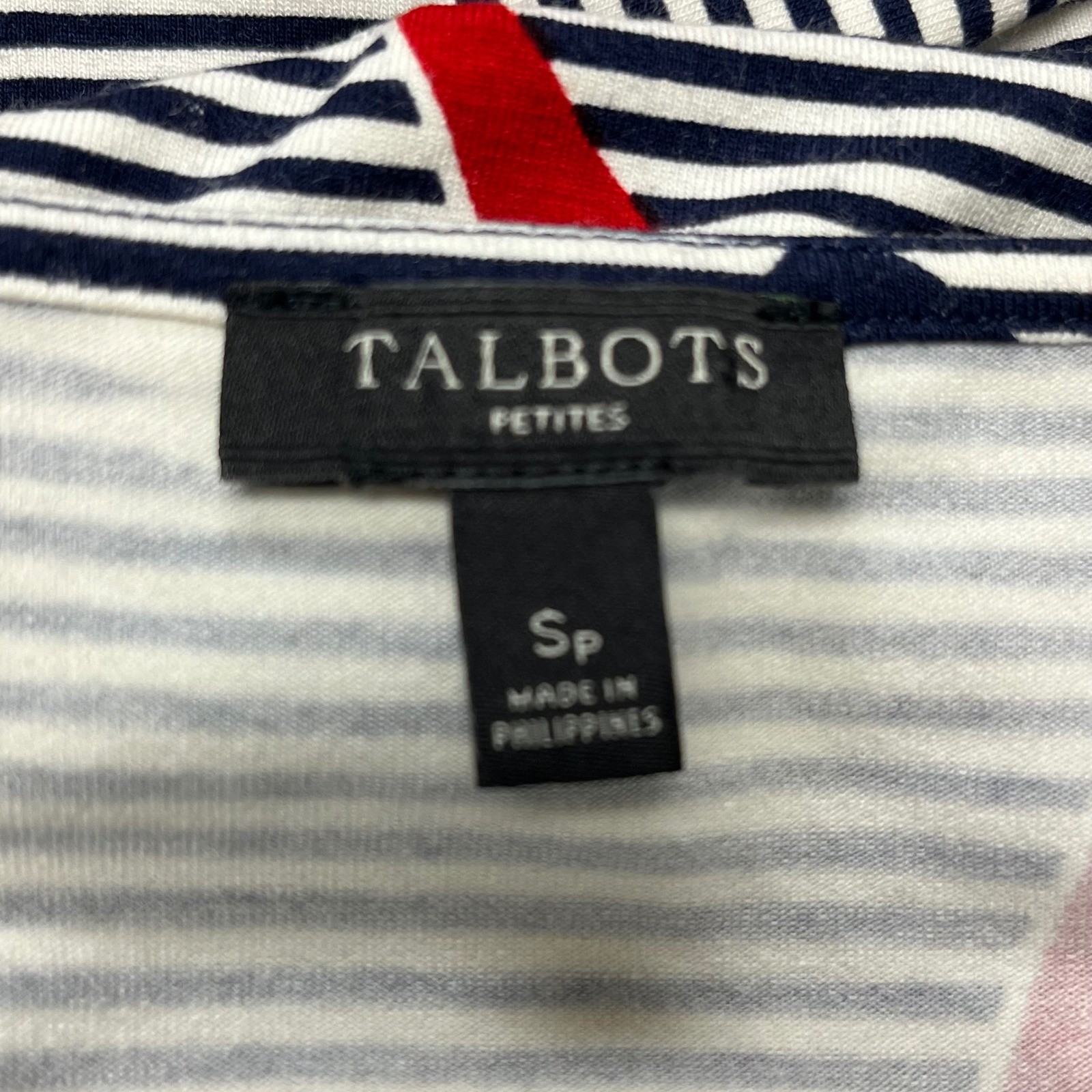 TALBOTS Striped Nautical Anchor Dress S P Fisherman Nautical Coastal Preppy