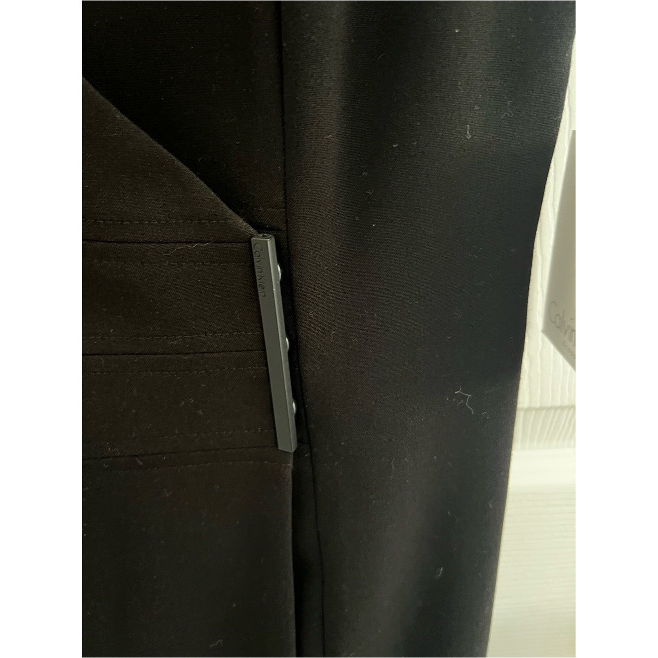 Calvin Klein Black Cap-Sleeve Wrap Midi Dress