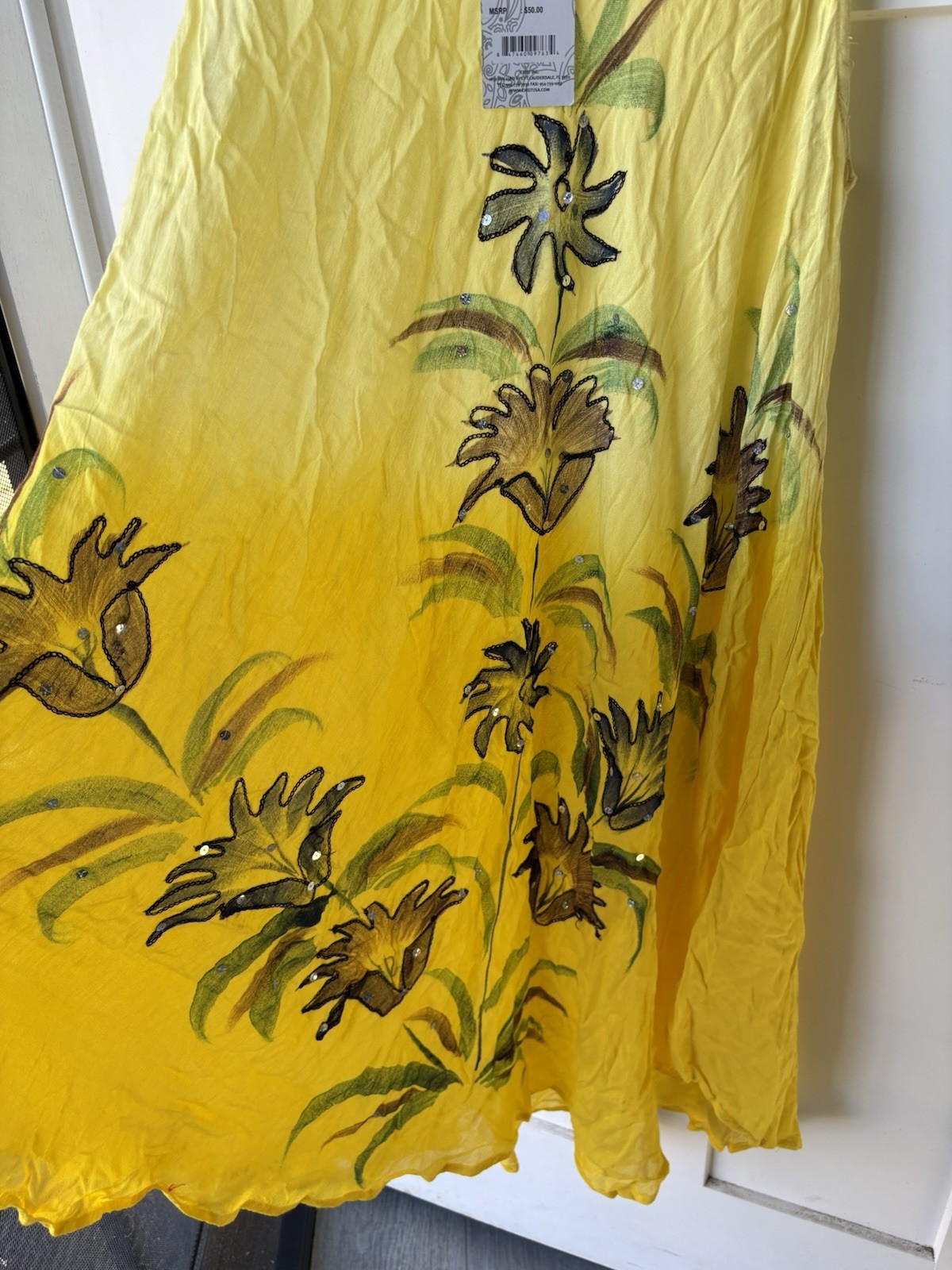 NWT Dress Yellow Floral Beachwear Cruise Resort Vacation Beach Party READ