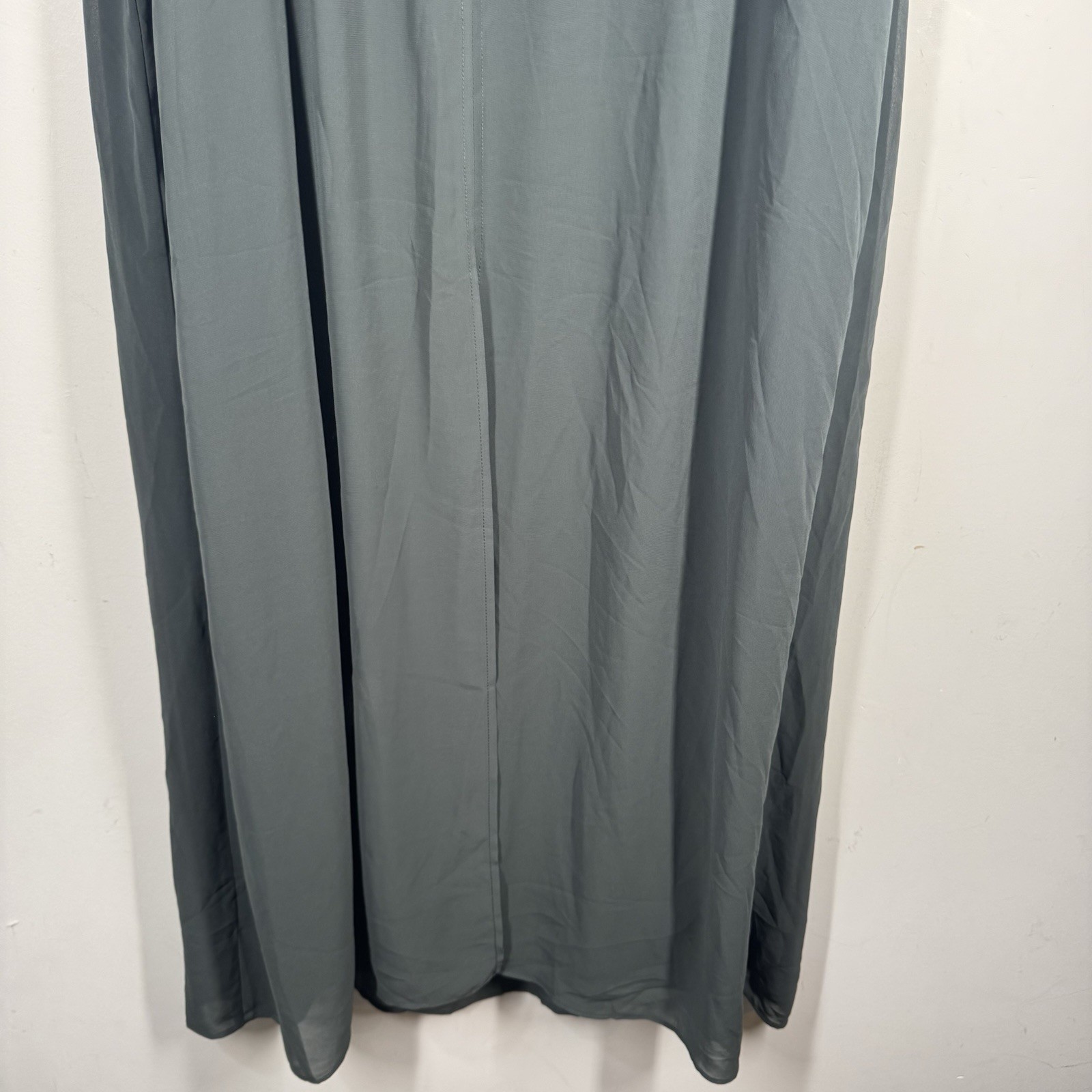 Logo Lori Goldstein Green Gray Layered Chiffon Jersey Stretch Maxi Dress Sz XL