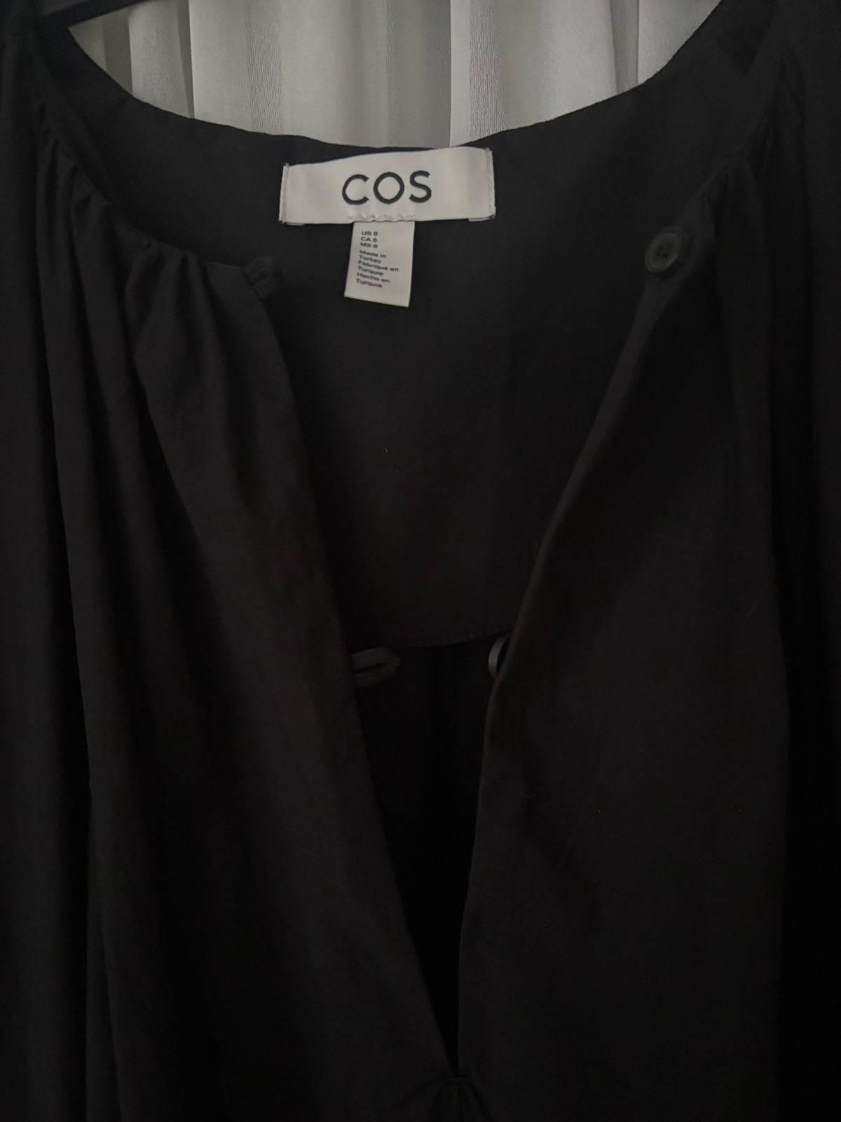 COS Black Oversized Ruffle Tiered Cotton Maxi Dress sz M