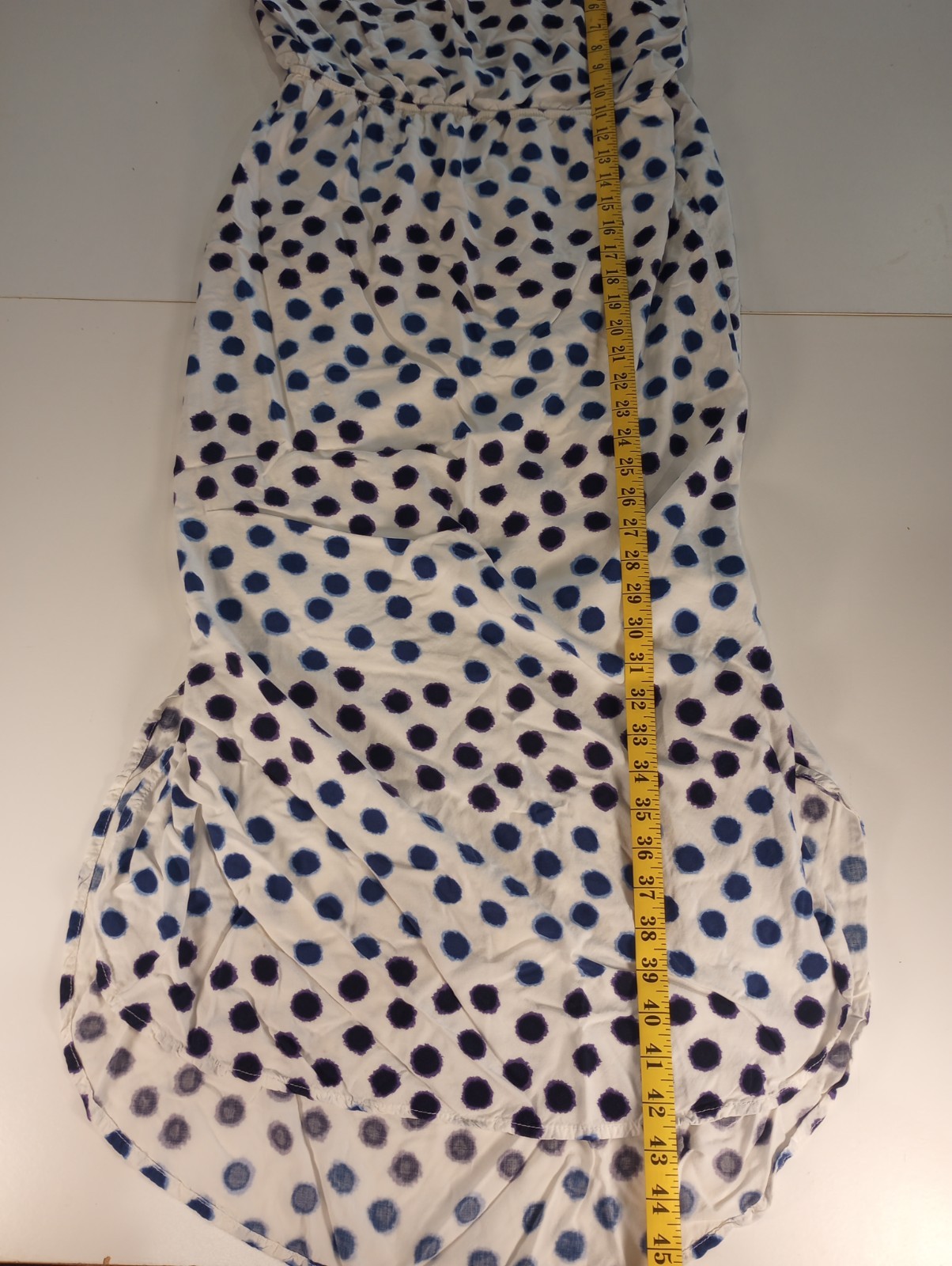 Old Navy White Sleeveless Midi Dress Large Blue & Purple Polka Dots Side Slits