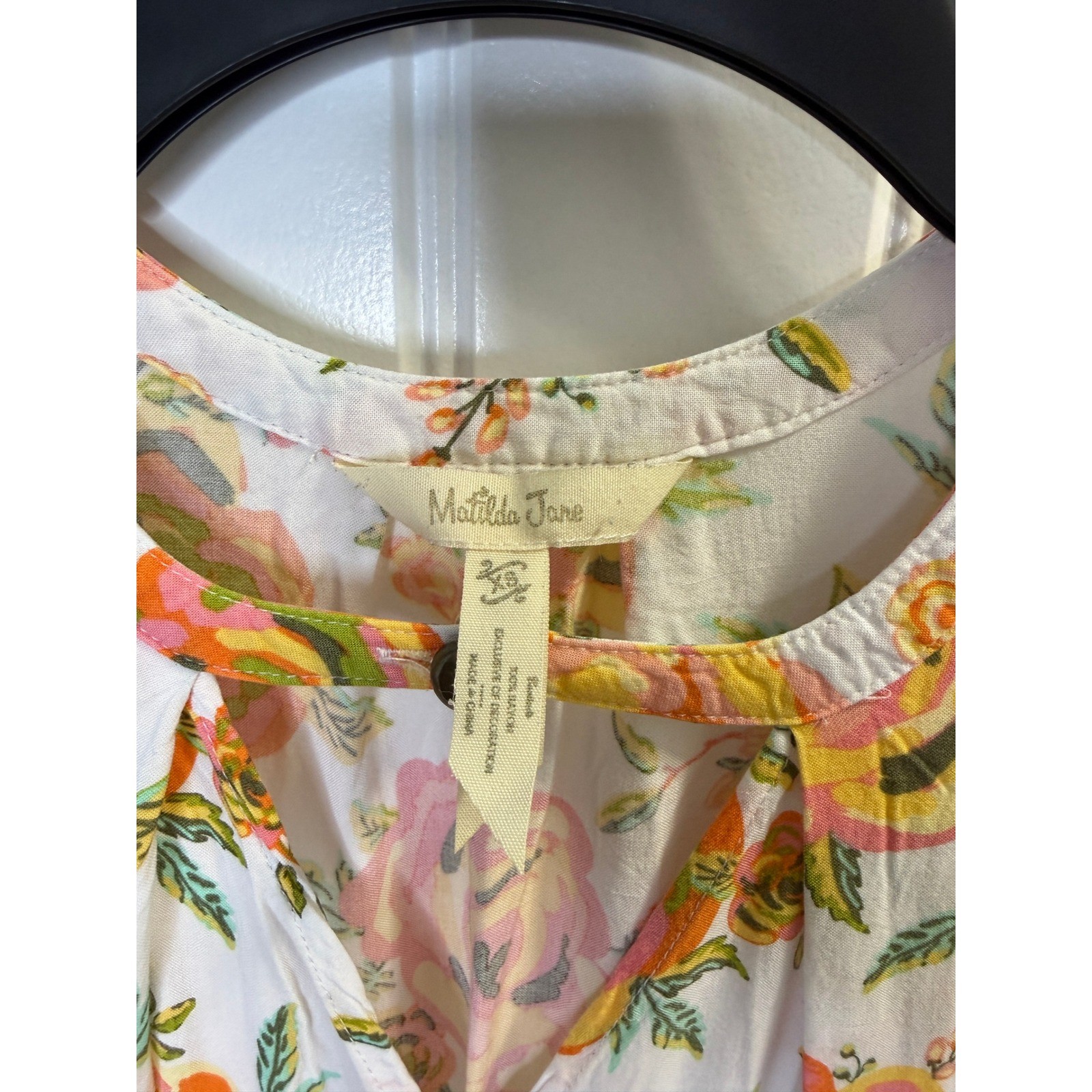 Matilda Jane Floral Tunic Dress XS White Pink Orange Boho Cottagecore