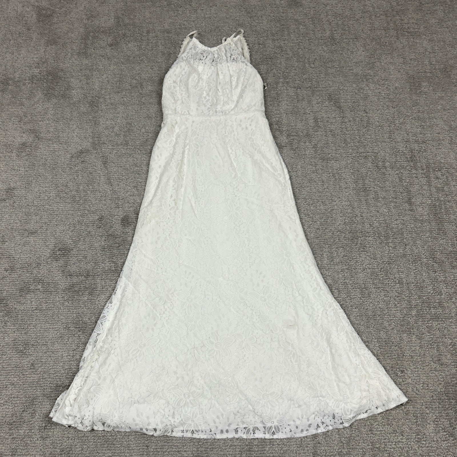 Galina Illusion Dress Womens 4 Lace Halter Sheath Wedding Boho Ivory Lined