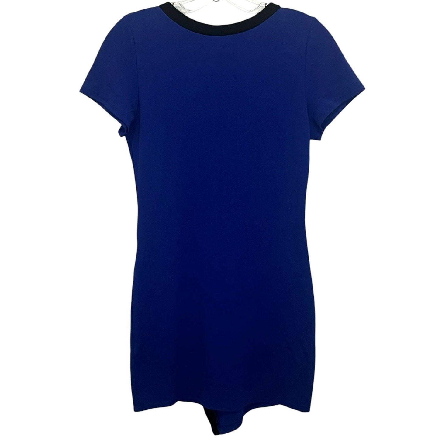 Bar III Short Sleeve Mini Dress Crew Neck Dress Stretch Size XS Blue Black
