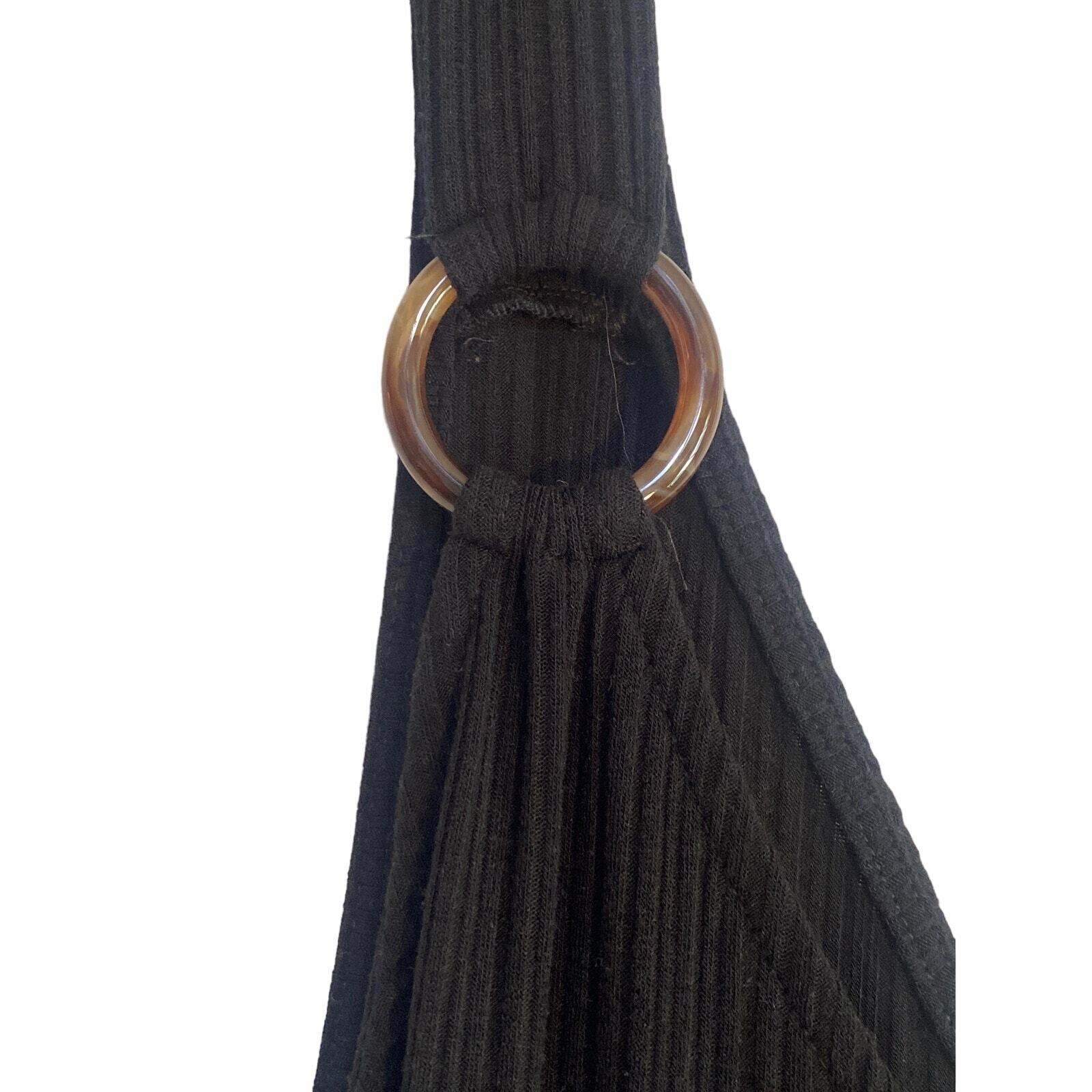 Anthropology Green Envelope Womens Large Black Maxi Dress Stretch Lightweight