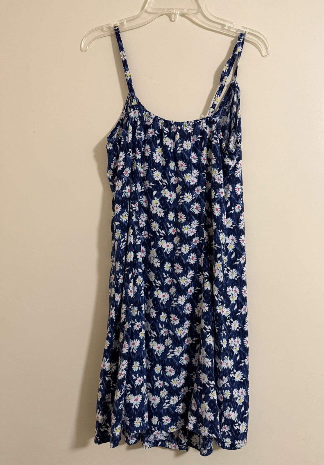 Hollister Blue Floral Strap Sundress Midi Button Down Sz M