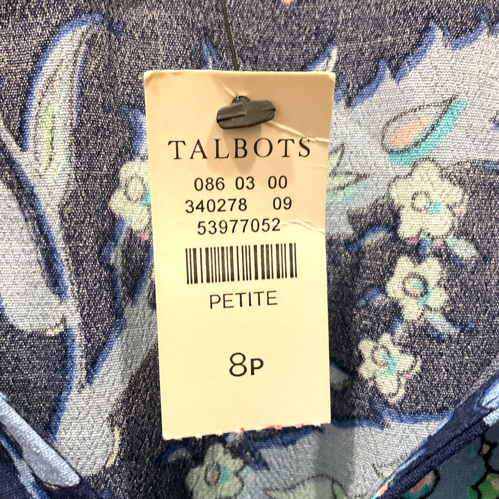 8P NWT TALBOTS Sweet Garden Popover Dress Blue Floral Size 8 P India Ink Petite