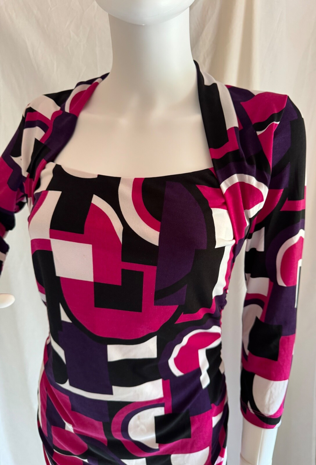 METROSTYLE SIZE 8 Multi Geometric Rauch Sides at Waist Folded Shoulder Collar