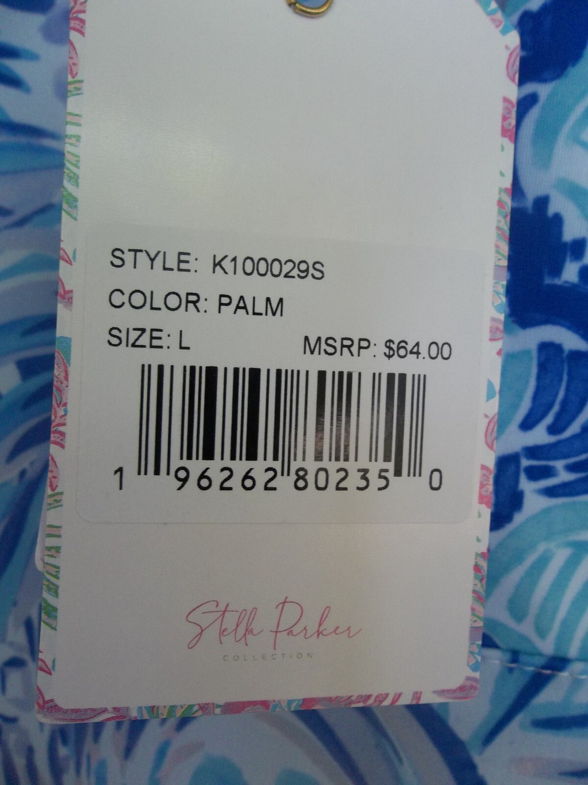 NWT Stella Parker Dress L Palms Blue Tropical Floral Sleeveless Pullover Pockets