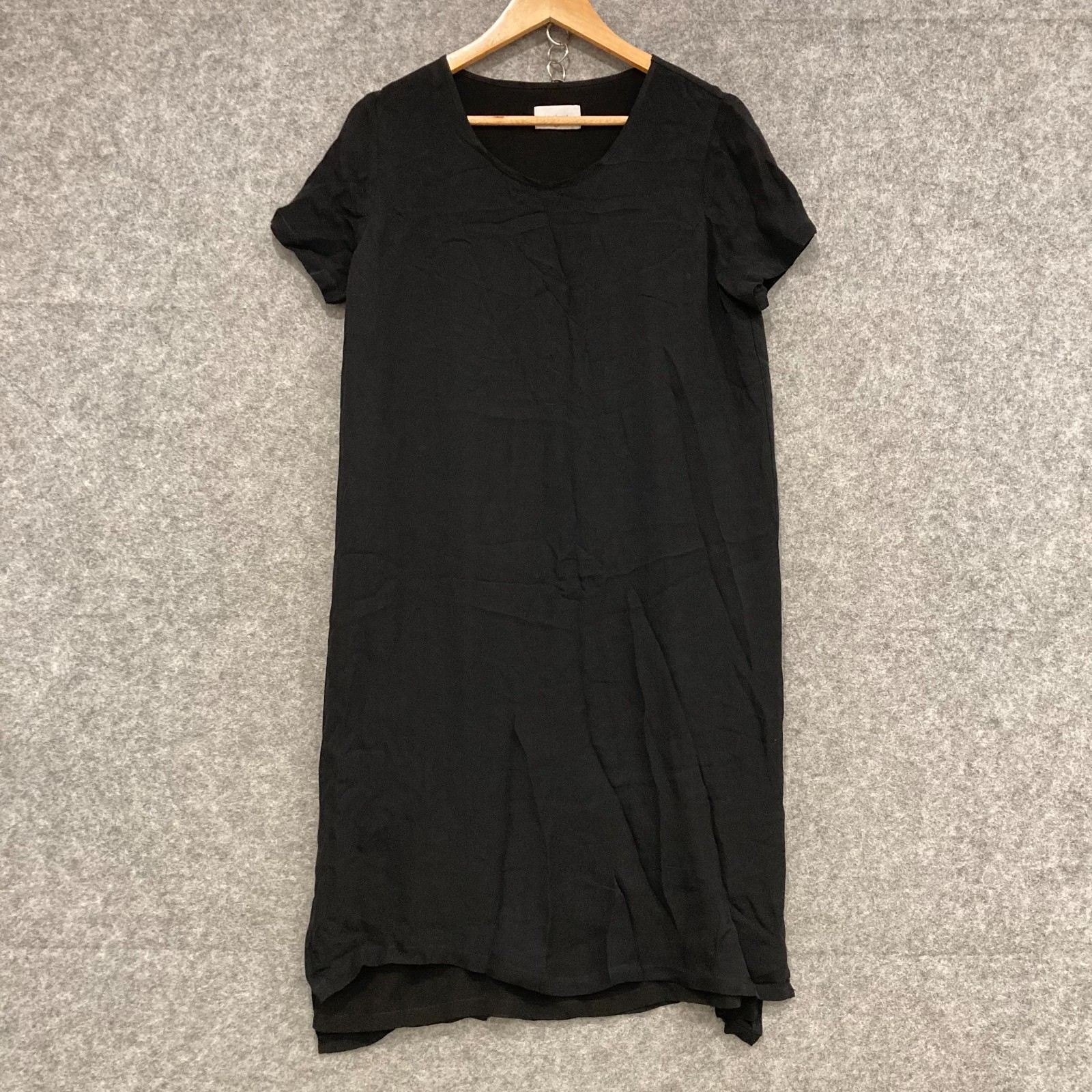 Weathered Silk Dress Womens Size Medium black Short SLeeve Shift 6714