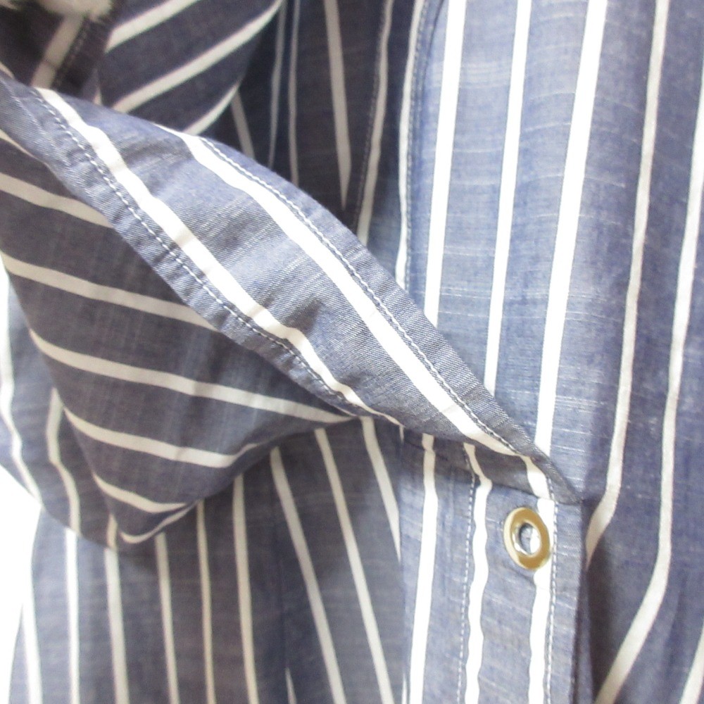 CEDRIC CHARLIER Stripe Short Sleeve Shirt Dress Size 34 Navy White Women USED