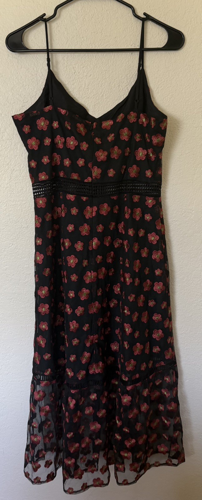 NEW Jack BB Dakota Size 6 Maxi Dress Floral Black Sheer Red Festival Adjustable