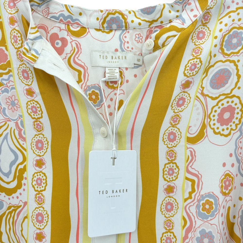 NWT Ted Baker Paulita Handkerchief Crepe Mini Shirt Dress US Size 14 / Ted 6