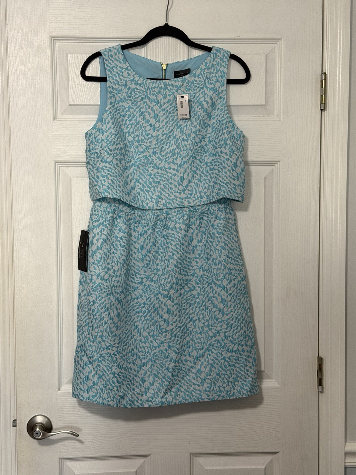 The Limited Size 6 Blue Textured Sheath Dress Sleeveless Layered NWT