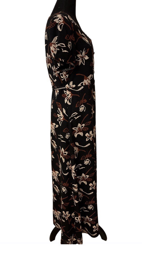 Vtg 80’s Betsy Lauren LOVELY Multi Floral Tapestry Detail Button Zip Dress 10