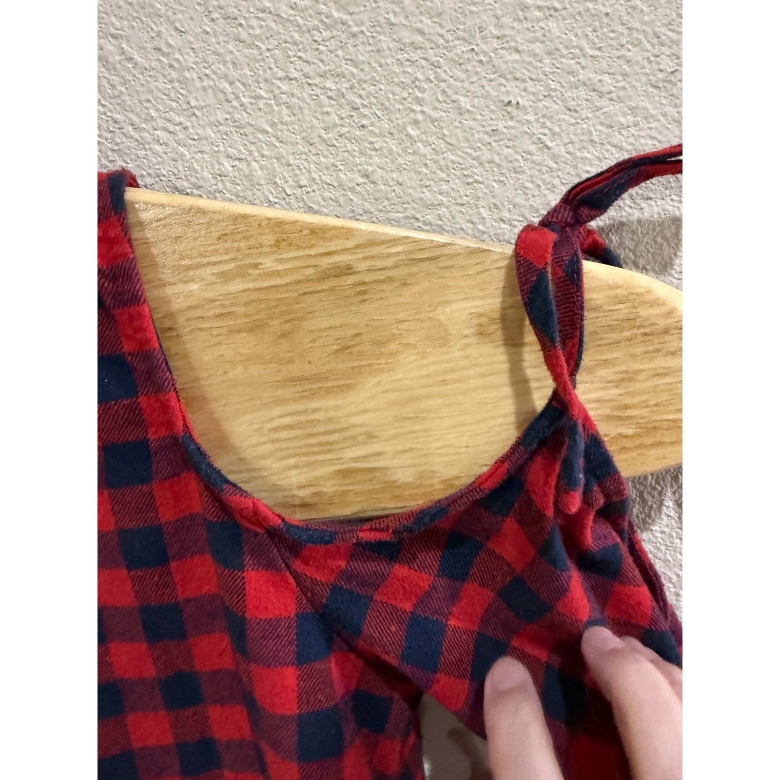 Sky and Sparrow Red Plaid Dress Collared Button Down Long Sleeve Cold Shoulder S