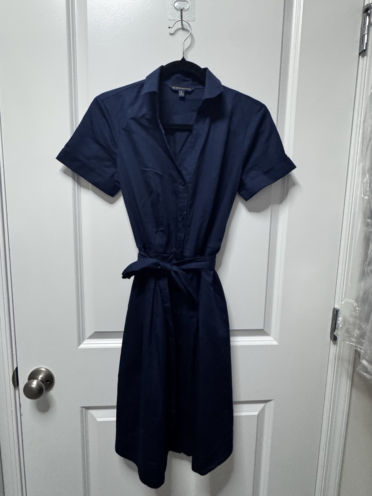 Brooks Brothers Safari Navy Blue Double Breasted Belted Shirtdress Size 4 career