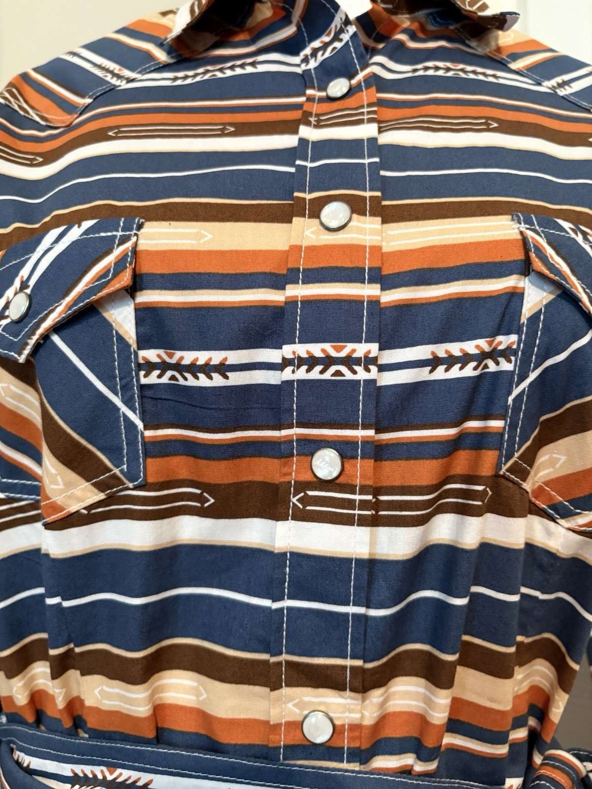 Panhandle Rough Stock Pearl Snap Western Shirtdress Size M Aztec Cowgirl Rodeo