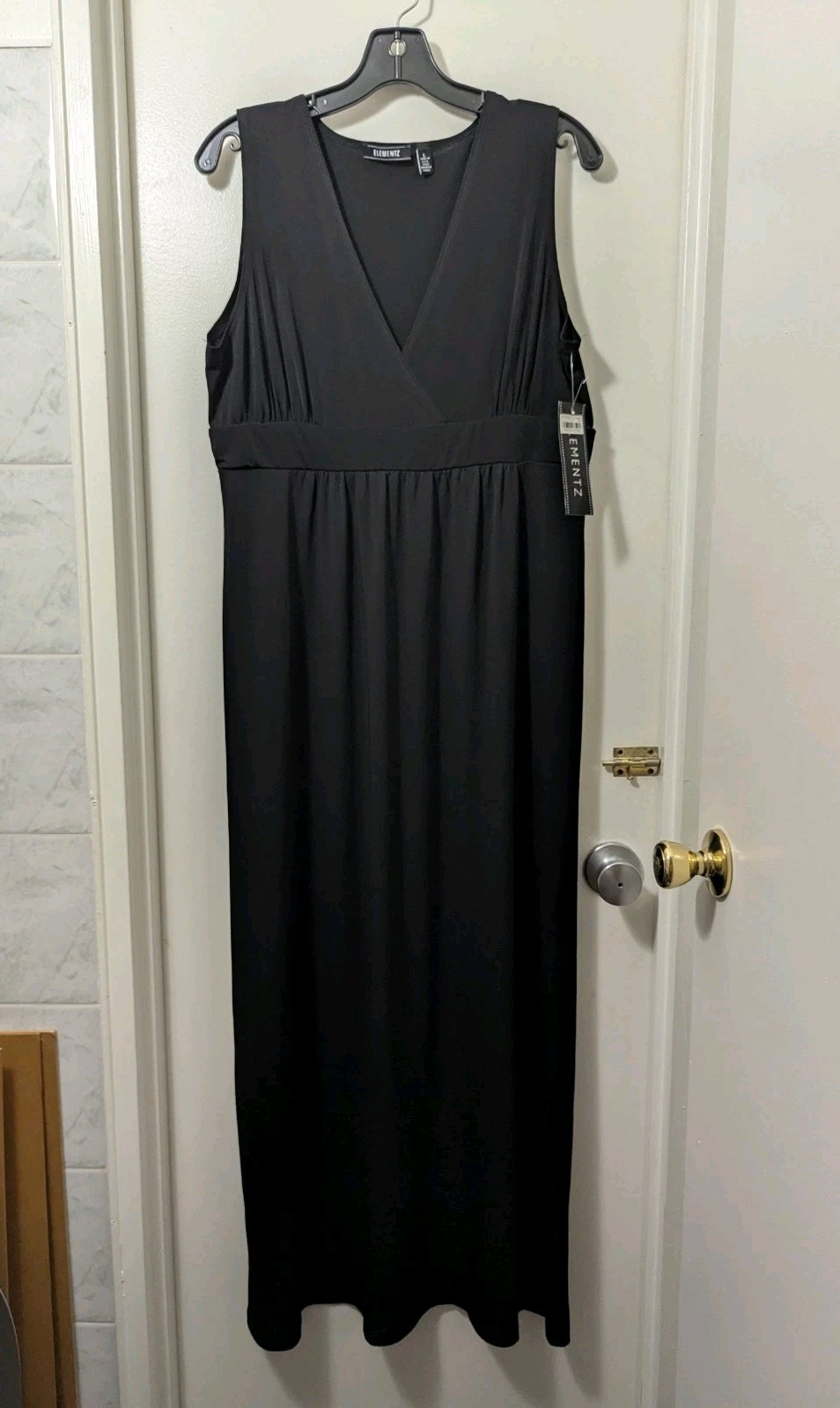 SZ L Elementz Dress Women’s Black Flowy Casual Maxi Dress