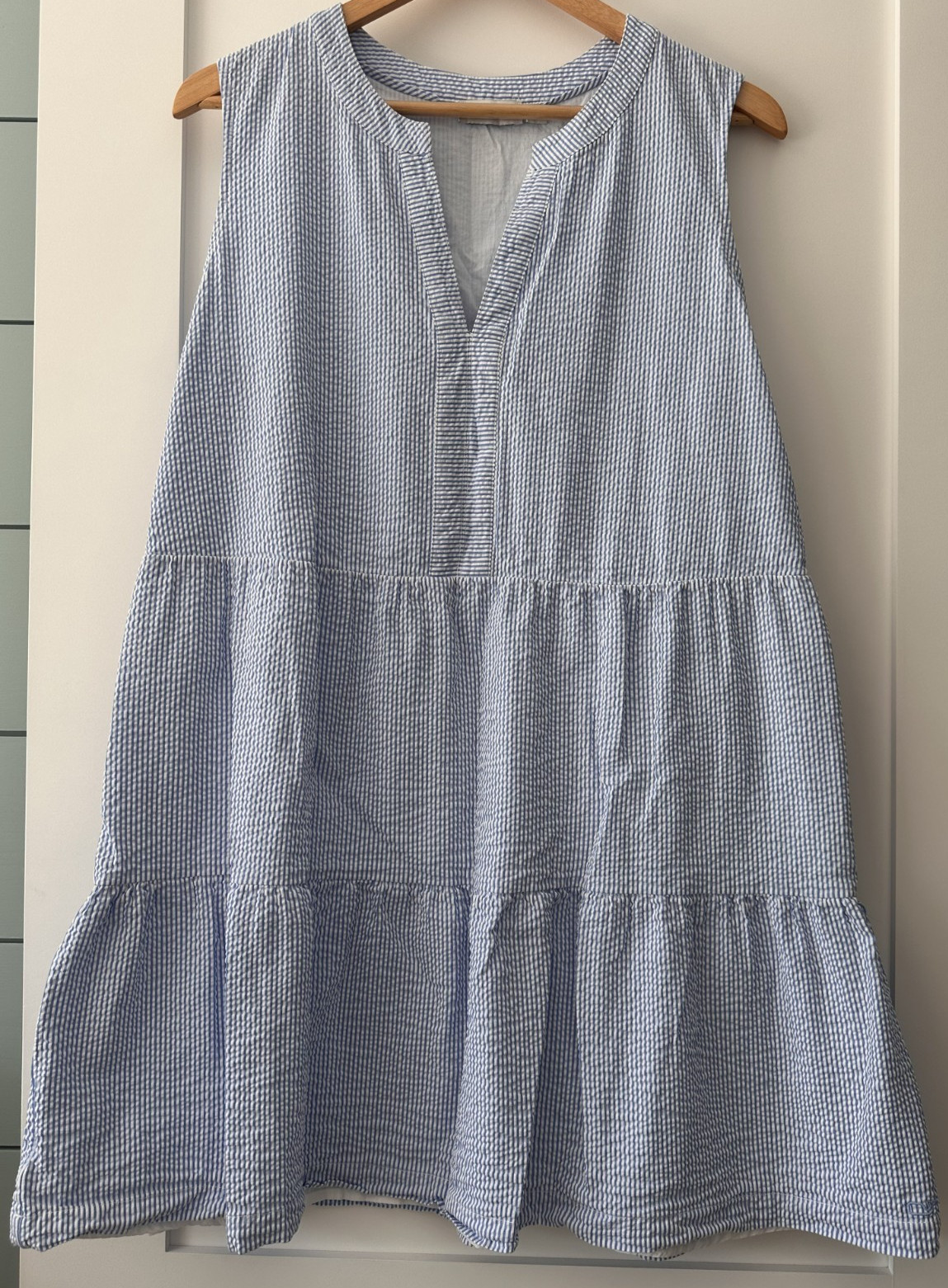 Vineyard Vines Seersucker Blue and White Striped Tilly Harbor Dress sz Large