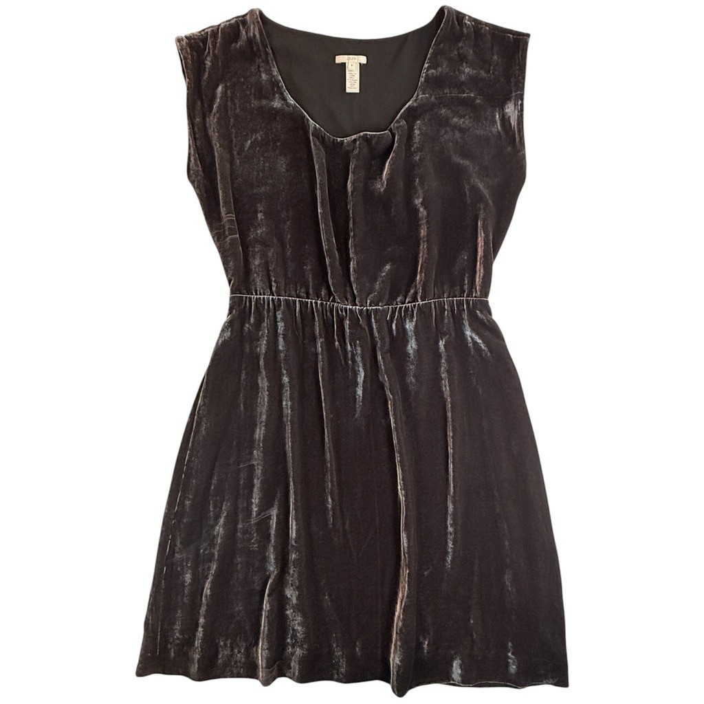 J.Crew Velvet Dress Women 6 Neutral Brown Silk Blend Sleeveless Mini