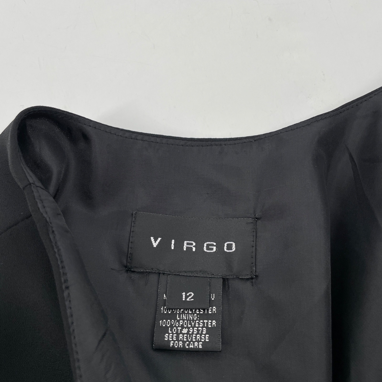 VTG Virgo women’s 12 Black Chiffon A-Line 2pc Dress set Scoop Neck bolero jacket