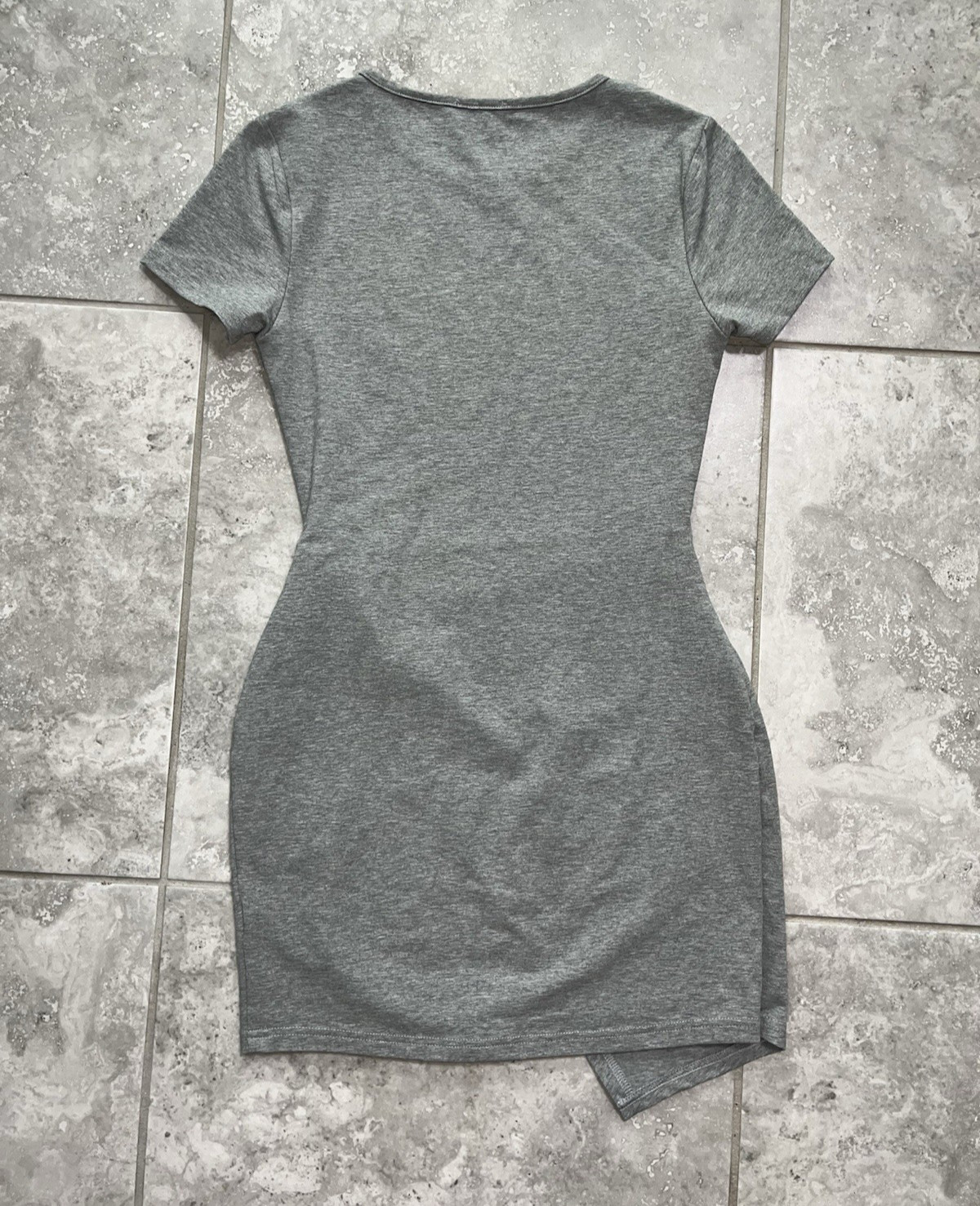 Superdown Revolve Faux Wrap Front T Shirt Mini Dress Short Sleeve Gray New S