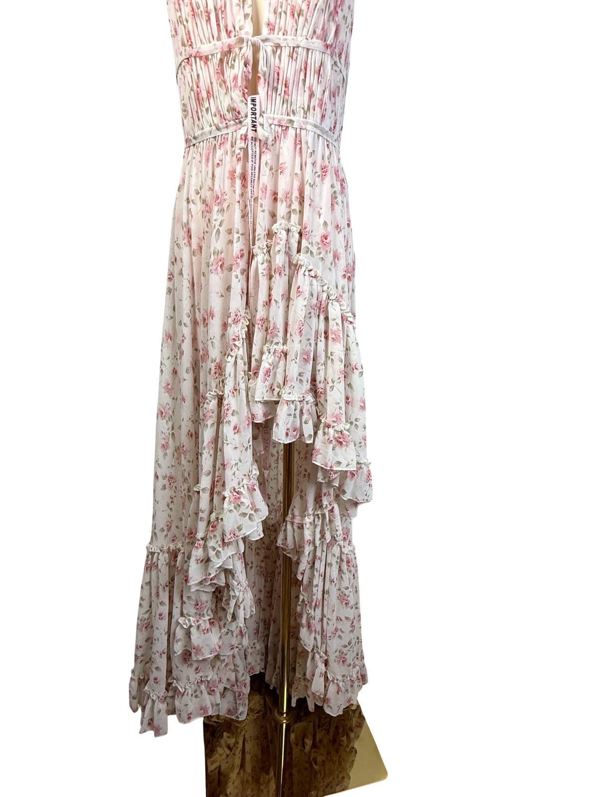 Mac Duggal 50659 Open-Back Ruffled Floral Print Maxi High-Low Gown