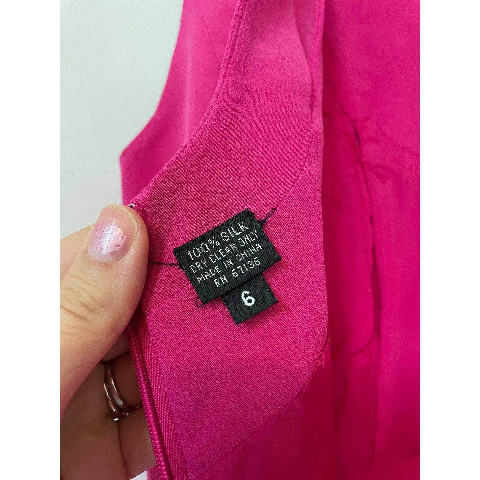 YL Hot Pink Silk Mini Dress Size 6