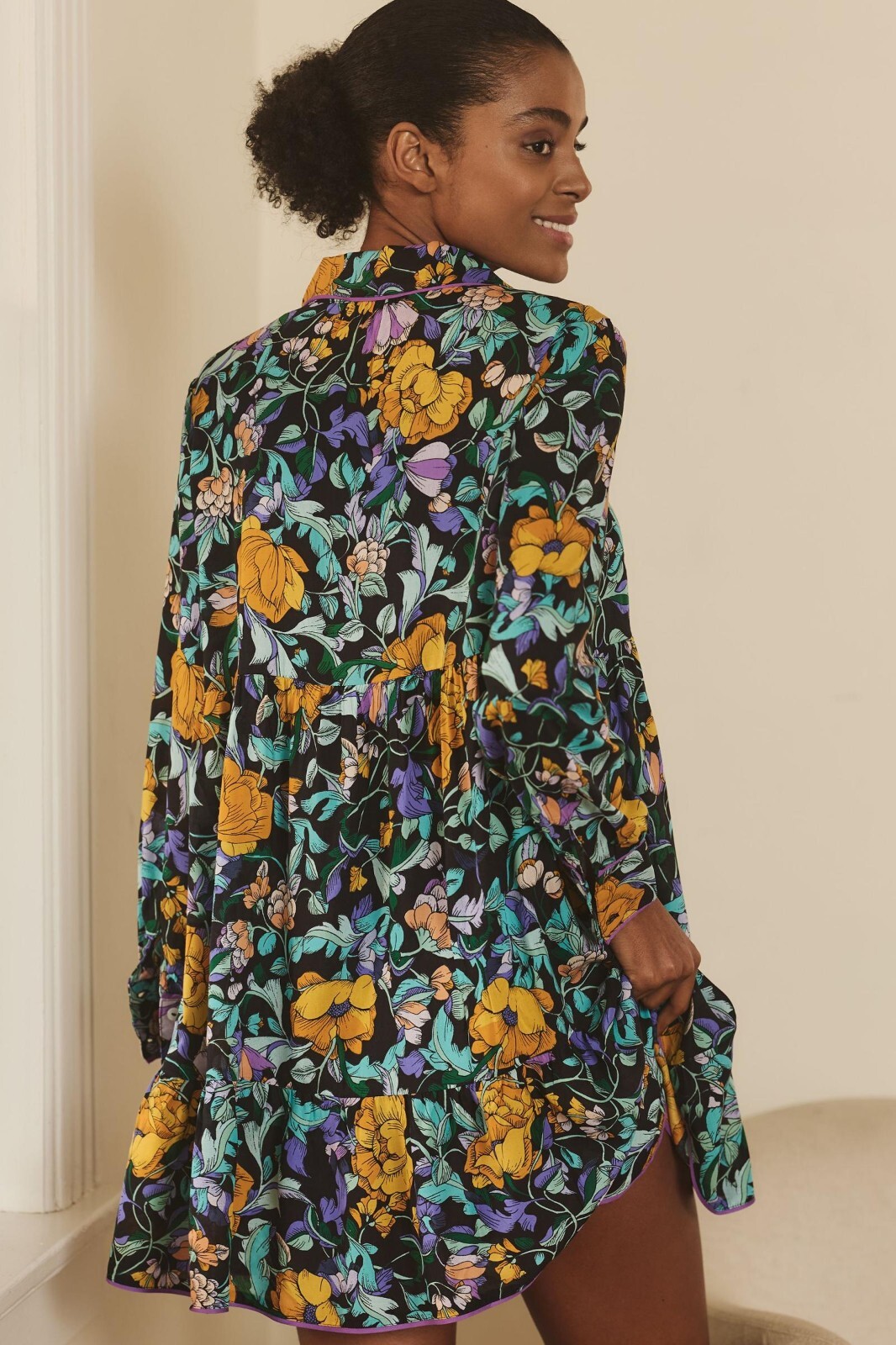 Anthropologie Dahlia Long-Sleeve Dress S 6 Women Casual Floral Printed NWD 37490