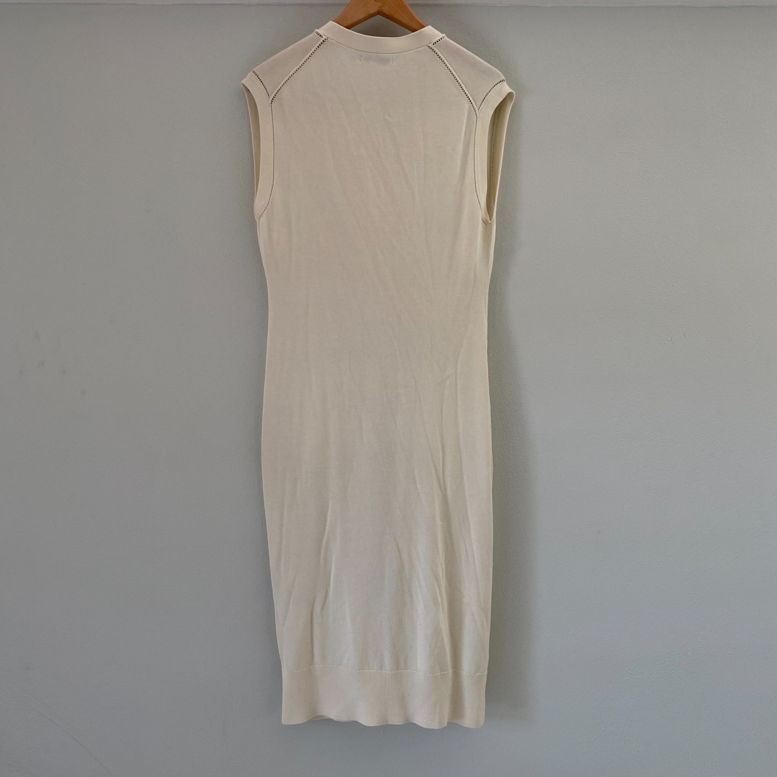 MM Lafleur Toula pointelle knit sweater Dress M Cardigan Button cotton silk