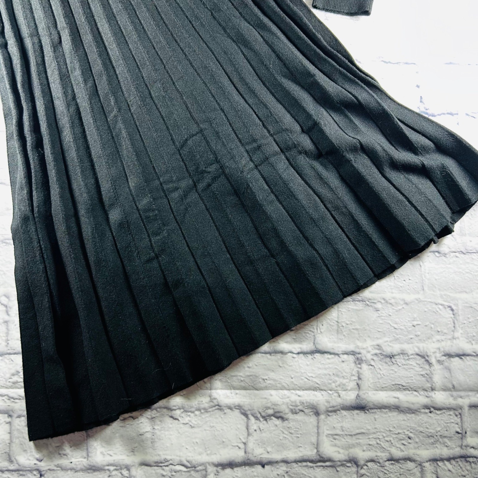 PrettyGuide Womens Black Wrap V-Neck Pleated Knit Midi Sweater Dress Medium NWT