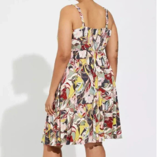 Torrid Mini Super Soft Bow Front Skater Dress – Floral Multi