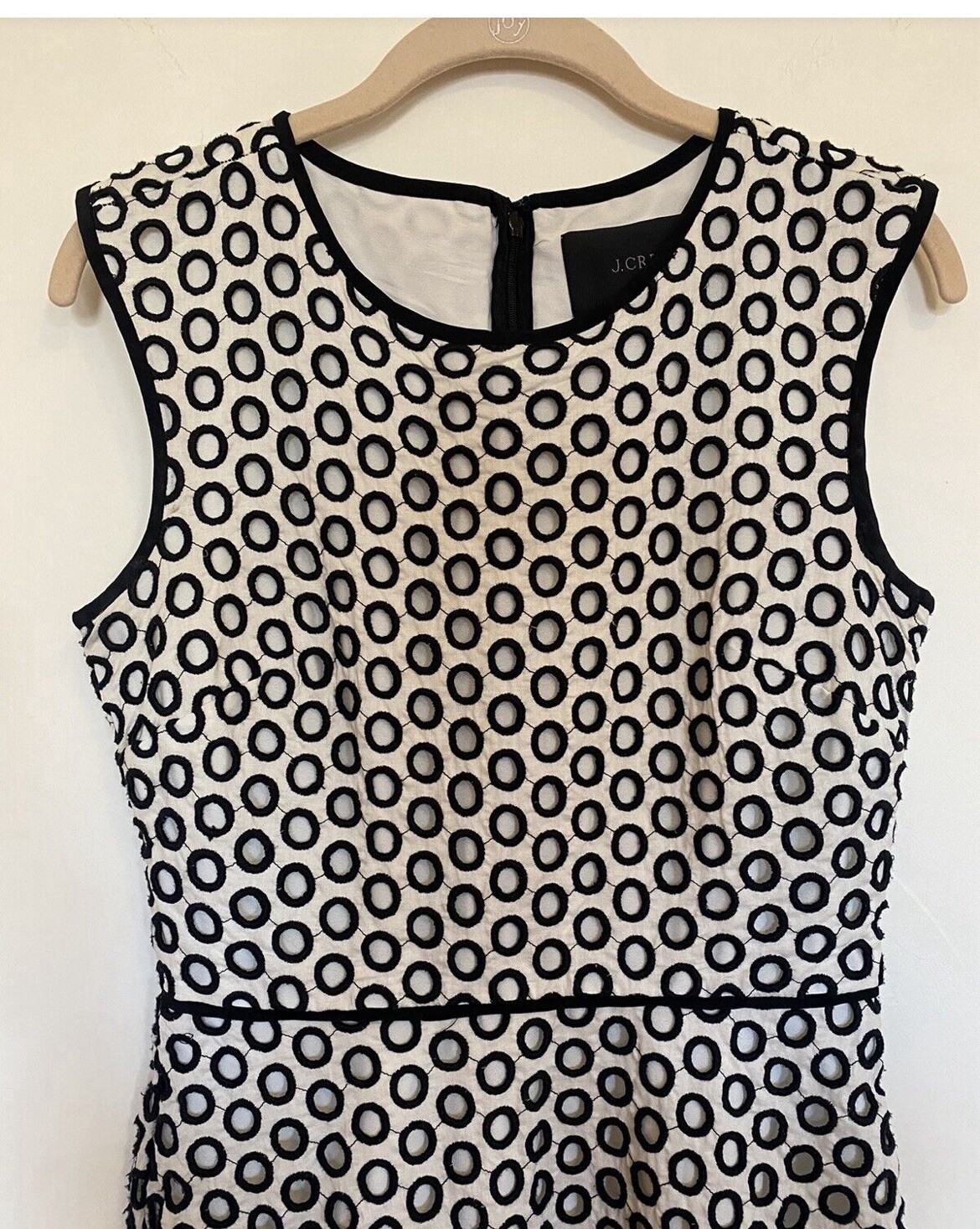Nwt J Crew Circle Cutout Eyelet Overlay Dress White Black Size 0